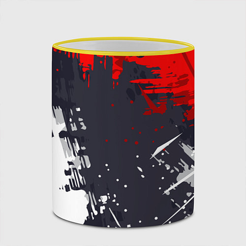 Кружка цветная Абстрактные брызги / 3D-Желтый кант – фото 2
