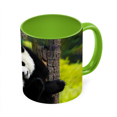 Кружка цветная Влюблённые панды / 3D-Белый + светло-зеленый – фото 1