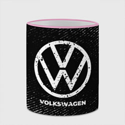 Кружка 3D Volkswagen с потертостями на темном фоне, цвет: 3D-розовый кант — фото 2