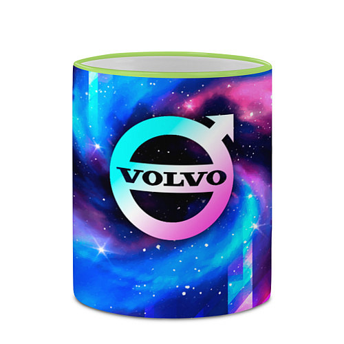 Кружка цветная Volvo неоновый космос / 3D-Светло-зеленый кант – фото 2