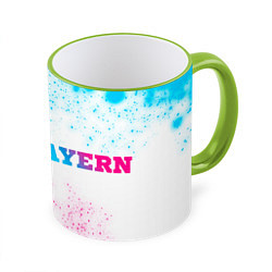 Кружка 3D Bayern neon gradient style: надпись и символ, цвет: 3D-светло-зеленый кант