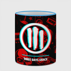 Кружка 3D Three Days Grace rock glitch, цвет: 3D-небесно-голубой кант — фото 2