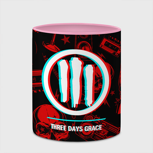 Кружка цветная Three Days Grace rock glitch / 3D-Белый + розовый – фото 2