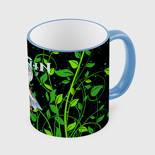 Кружка цветная Нахида дендро архонт / 3D-Небесно-голубой кант – фото 1