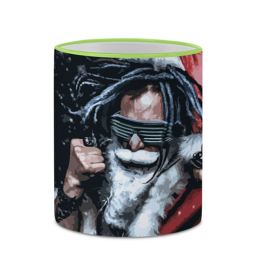 Кружка цветная Cool Santa Rastaman / 3D-Светло-зеленый кант – фото 2