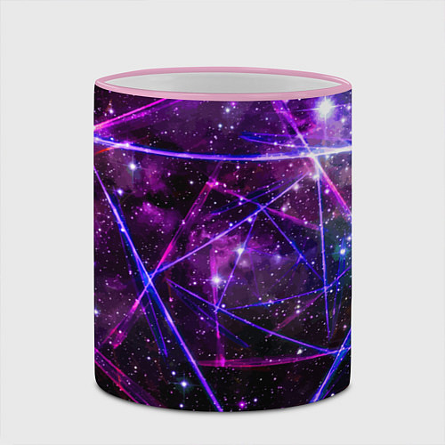 Кружка цветная Triangle space - Neon - Geometry / 3D-Розовый кант – фото 2