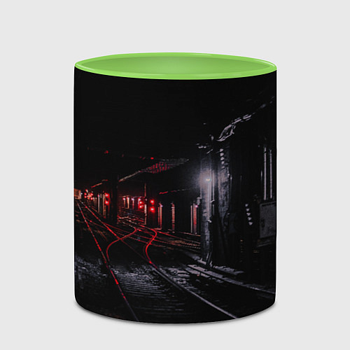 Кружка цветная Тоннель метро / 3D-Белый + светло-зеленый – фото 2