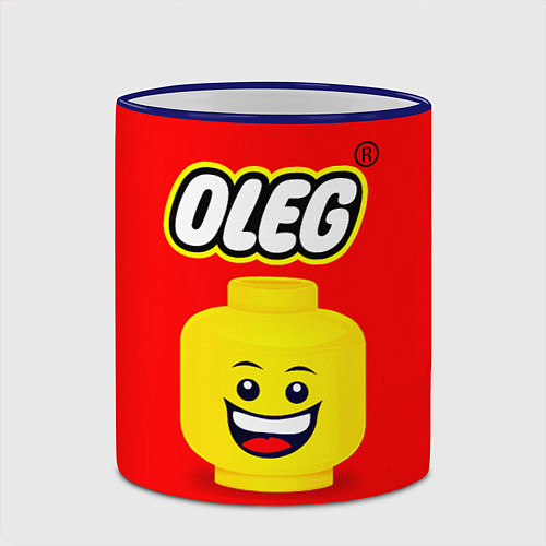 Кружка цветная Олег Lego / 3D-Синий кант – фото 2
