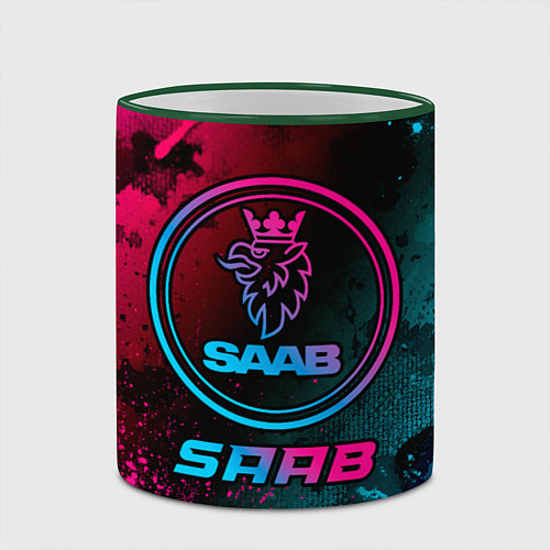 Кружка цветная Saab - neon gradient / 3D-Зеленый кант – фото 2