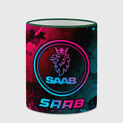 Кружка 3D Saab - neon gradient, цвет: 3D-зеленый кант — фото 2
