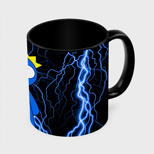 Кружка цветная Радужные друзья Синий молния / 3D-Белый + черный – фото 1