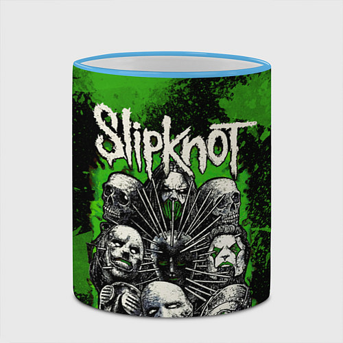 Кружка цветная Slipknot green abstract / 3D-Небесно-голубой кант – фото 2