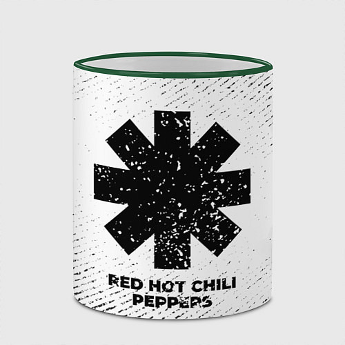 Кружка цветная Red Hot Chili Peppers с потертостями на светлом фо / 3D-Зеленый кант – фото 2