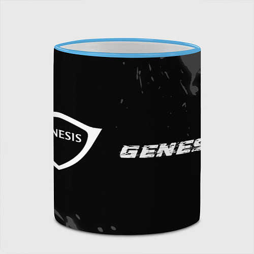 Кружка цветная Genesis speed на темном фоне со следами шин: надпи / 3D-Небесно-голубой кант – фото 2