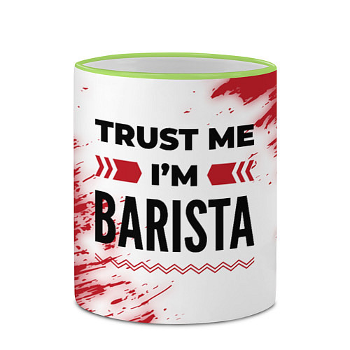 Кружка цветная Trust me Im barista white / 3D-Светло-зеленый кант – фото 2