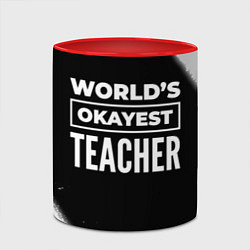 Кружка 3D Worlds okayest teacher - dark, цвет: 3D-белый + красный — фото 2