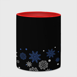 Кружка 3D Снежинки - Новогодние, цвет: 3D-белый + красный — фото 2
