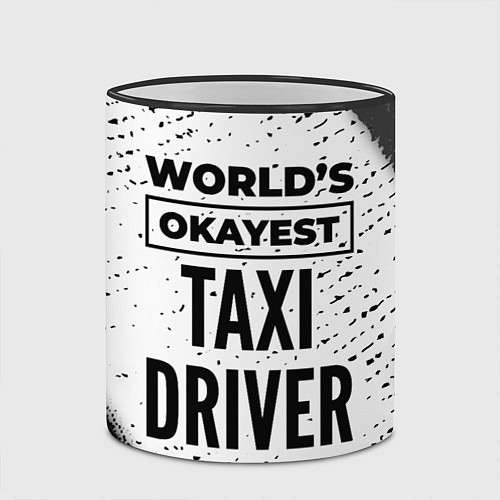 Кружка цветная Worlds okayest taxi driver - white / 3D-Черный кант – фото 2