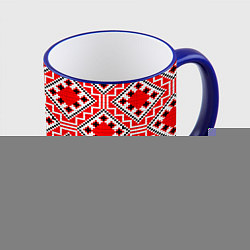 Кружка 3D Белорусская вышивка - орнамент, цвет: 3D-синий кант