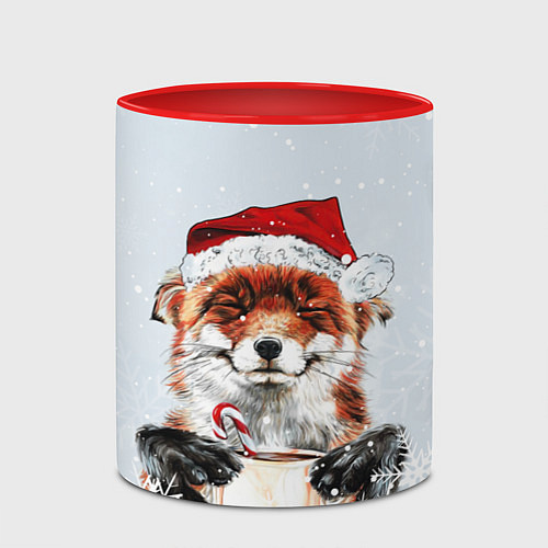 Кружка цветная Merry Christmas foxy / 3D-Белый + красный – фото 2