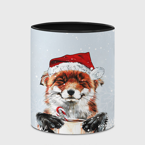 Кружка цветная Merry Christmas foxy / 3D-Белый + черный – фото 2