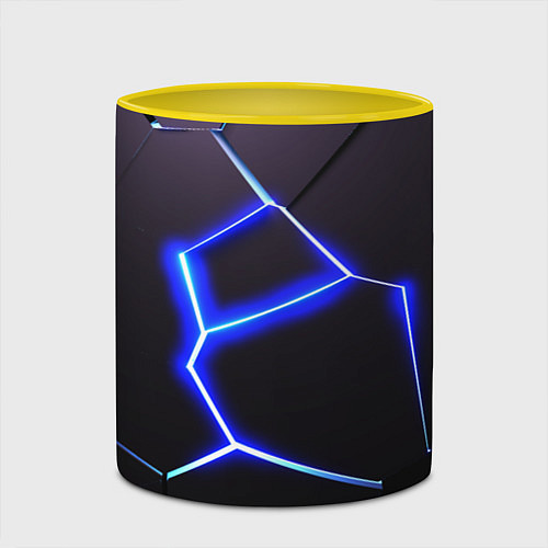 Кружка цветная Неоновый разлом плит / 3D-Белый + желтый – фото 2