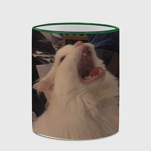 Кружка цветная Почему этот кот кричит? / 3D-Зеленый кант – фото 2