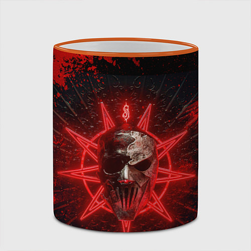 Кружка цветная Slipknot red satan star / 3D-Оранжевый кант – фото 2
