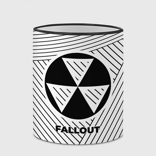Кружка цветная Символ Fallout на светлом фоне с полосами / 3D-Черный кант – фото 2