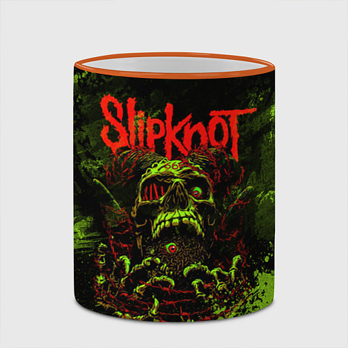 Кружка цветная Slipknot green череп / 3D-Оранжевый кант – фото 2