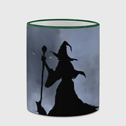 Кружка 3D Halloween - силуэт ведьмы с котом, цвет: 3D-зеленый кант — фото 2