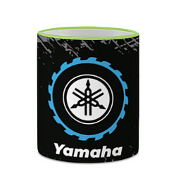 Кружка 3D Yamaha в стиле Top Gear со следами шин на фоне, цвет: 3D-светло-зеленый кант — фото 2