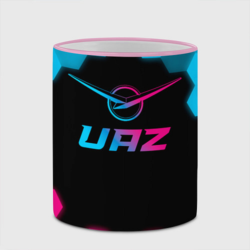 Кружка цветная UAZ - neon gradient / 3D-Розовый кант – фото 2