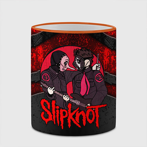 Кружка цветная Slipknot black and red / 3D-Оранжевый кант – фото 2