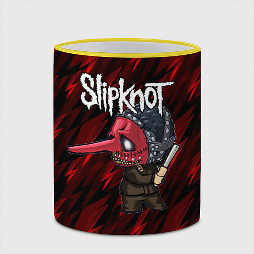 Кружка цветная Slipknot красные молнии / 3D-Желтый кант – фото 2