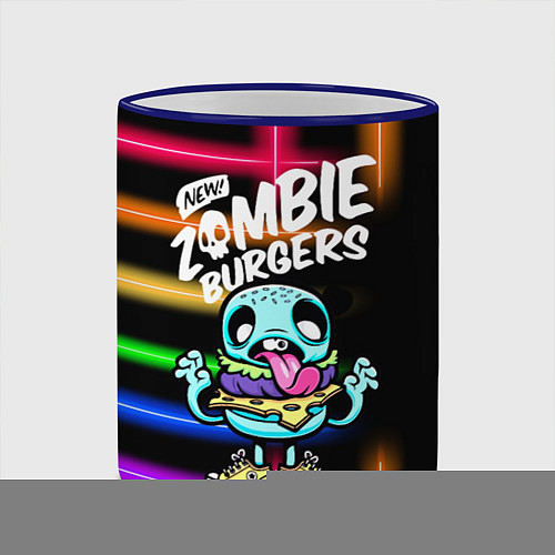 Кружка цветная Zombie burgers - Pop Art / 3D-Синий кант – фото 2