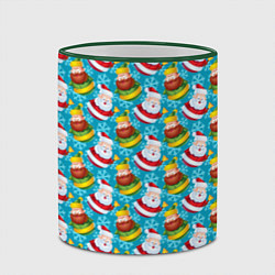 Кружка 3D Санта новогодний, цвет: 3D-зеленый кант — фото 2