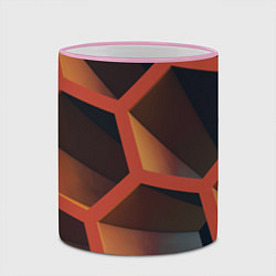 Кружка 3D Абстрактные шестигранные фигуры, цвет: 3D-розовый кант — фото 2