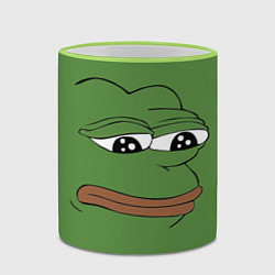 Кружка 3D Лягушонок Pepe грустит, цвет: 3D-светло-зеленый кант — фото 2