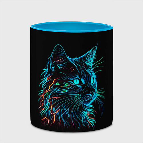 Кружка цветная Неоновый котик / 3D-Белый + небесно-голубой – фото 2