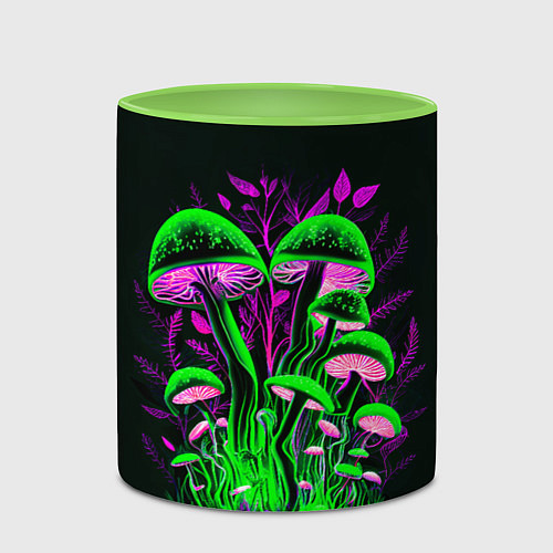Кружка цветная Фантастические кислотные грибы / 3D-Белый + светло-зеленый – фото 2