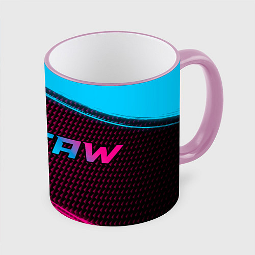 Кружка цветная FAW - neon gradient: надпись и символ / 3D-Розовый кант – фото 1