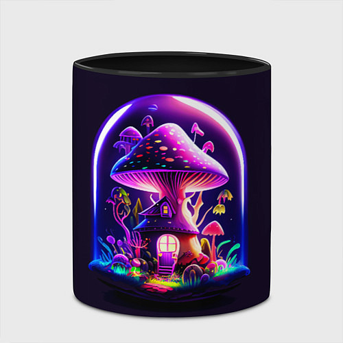 Кружка цветная Волшебный неоновый гриб в банке / 3D-Белый + черный – фото 2