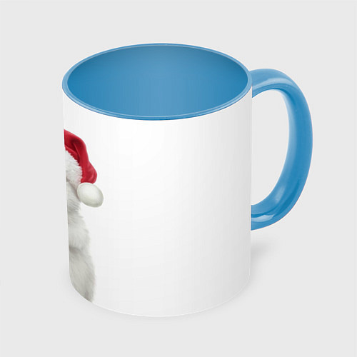 Кружка цветная Рождественский крольчонок / 3D-Белый + небесно-голубой – фото 1
