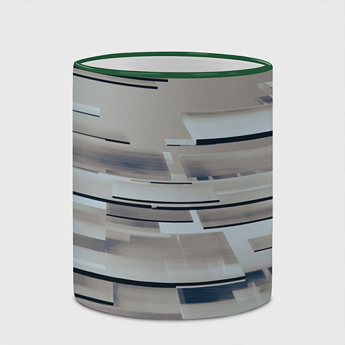 Кружка цветная Металлические пластины в абстракции / 3D-Зеленый кант – фото 2