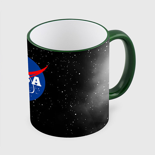 Кружка цветная Вова Наса космос / 3D-Зеленый кант – фото 1