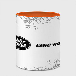 Кружка 3D Land Rover speed на светлом фоне со следами шин: н, цвет: 3D-белый + оранжевый — фото 2