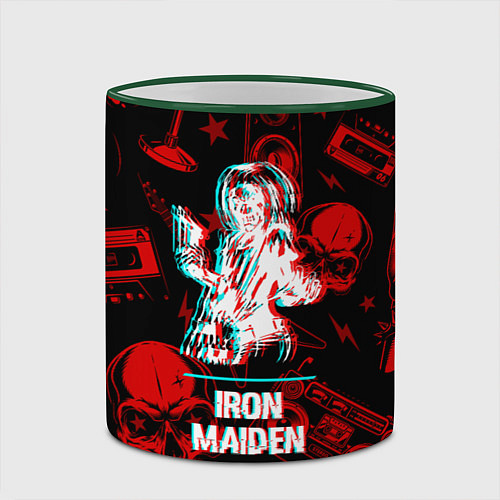 Кружка цветная Iron Maiden rock glitch / 3D-Зеленый кант – фото 2