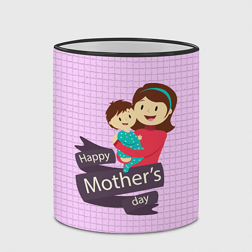 Кружка цветная Happy Mothers Day - картинка / 3D-Черный кант – фото 2
