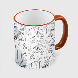 Кружка 3D Сатору Годжо в очках - магическая битва, цвет: 3D-оранжевый кант